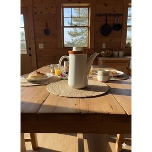 ji Andre Ponche Stonecrest Orange Rimmed Coffee Pot & Lid Pamela Pattern
